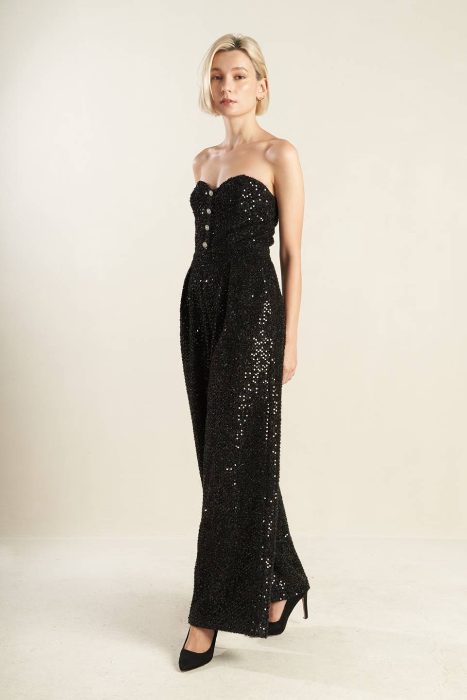 Sorelle Jumpsuit - Black Sequin-Vavasi