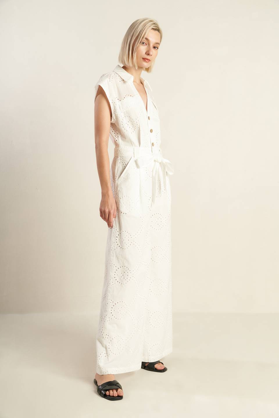KNOW BETTER - WHITE EYELET JUMPSUIT-Vavasi