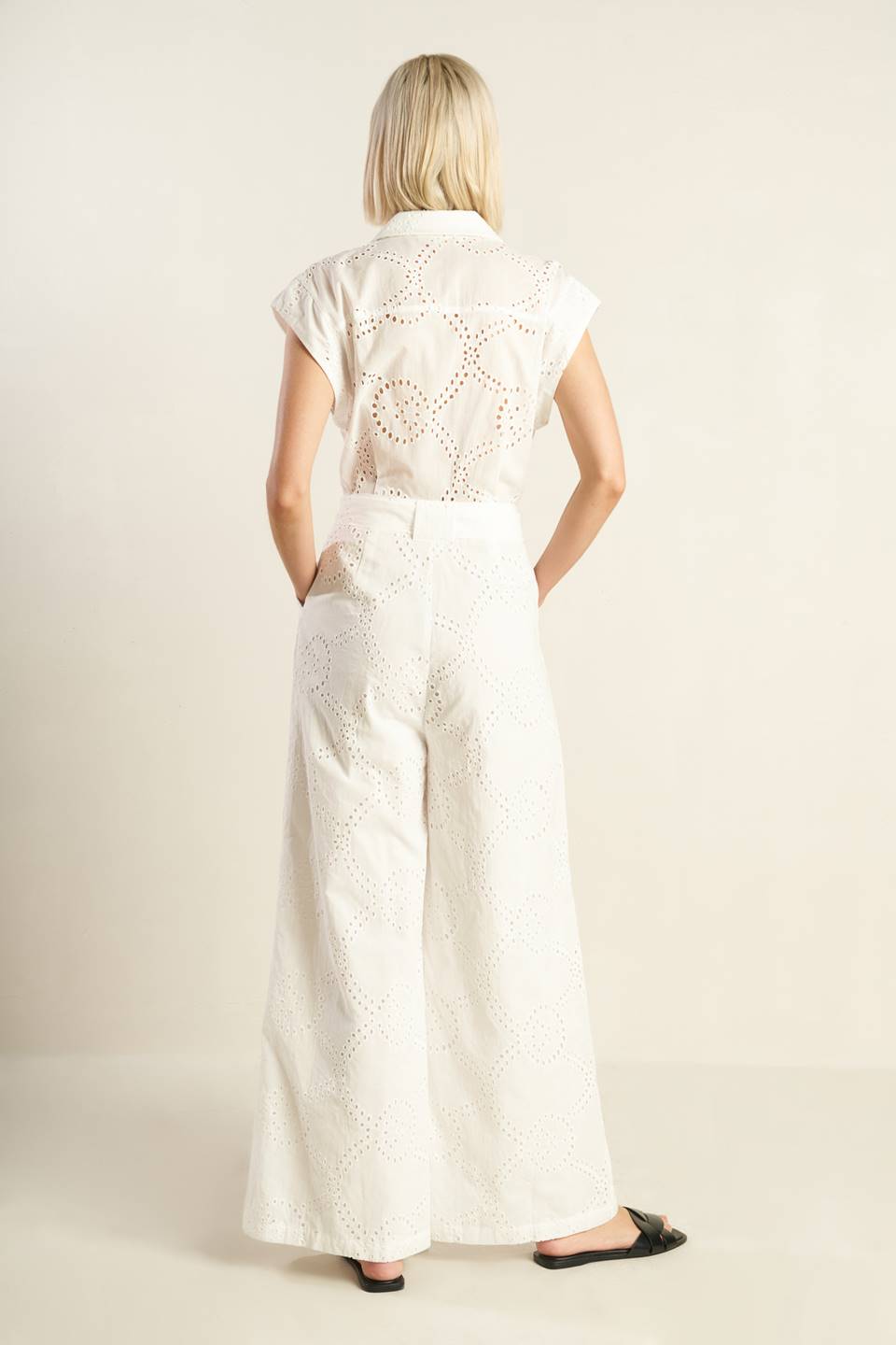 KNOW BETTER - WHITE EYELET JUMPSUIT-Vavasi