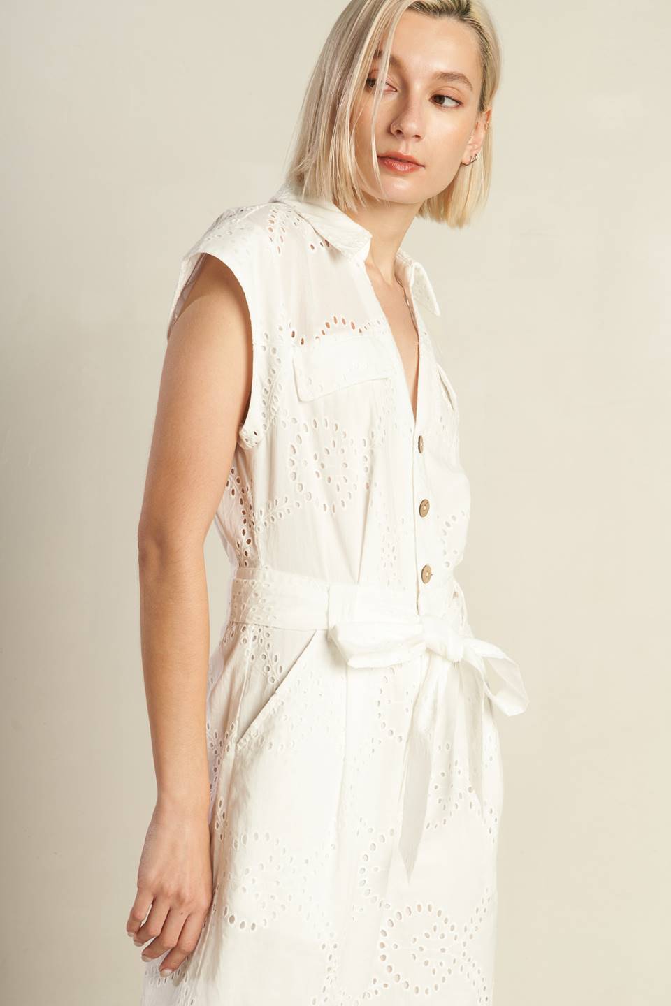 KNOW BETTER - WHITE EYELET JUMPSUIT-Vavasi