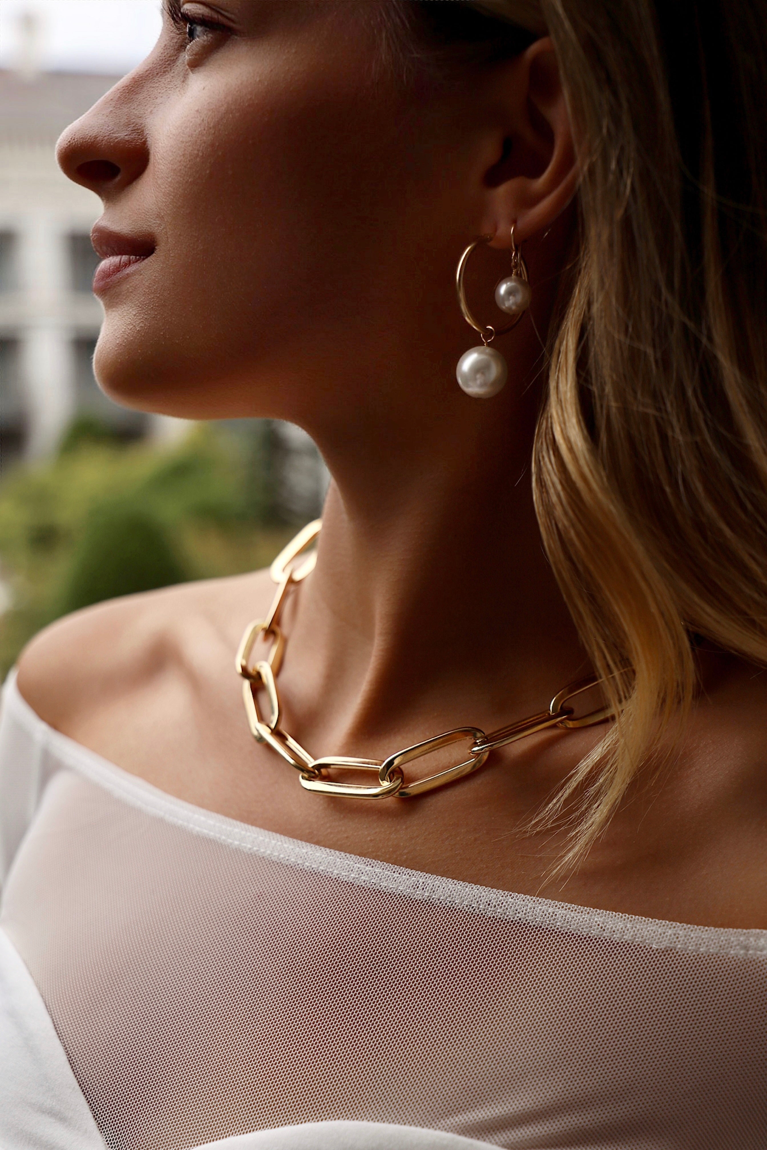 OVERSIZED AUDREY PEARL HOOPS-Vavasi