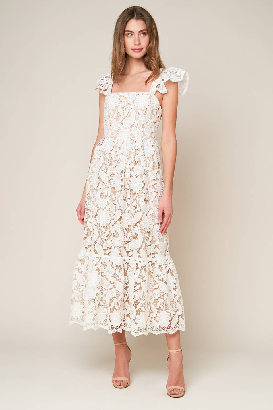 STILL THINKING LACE MIDI DRESS-Vavasi