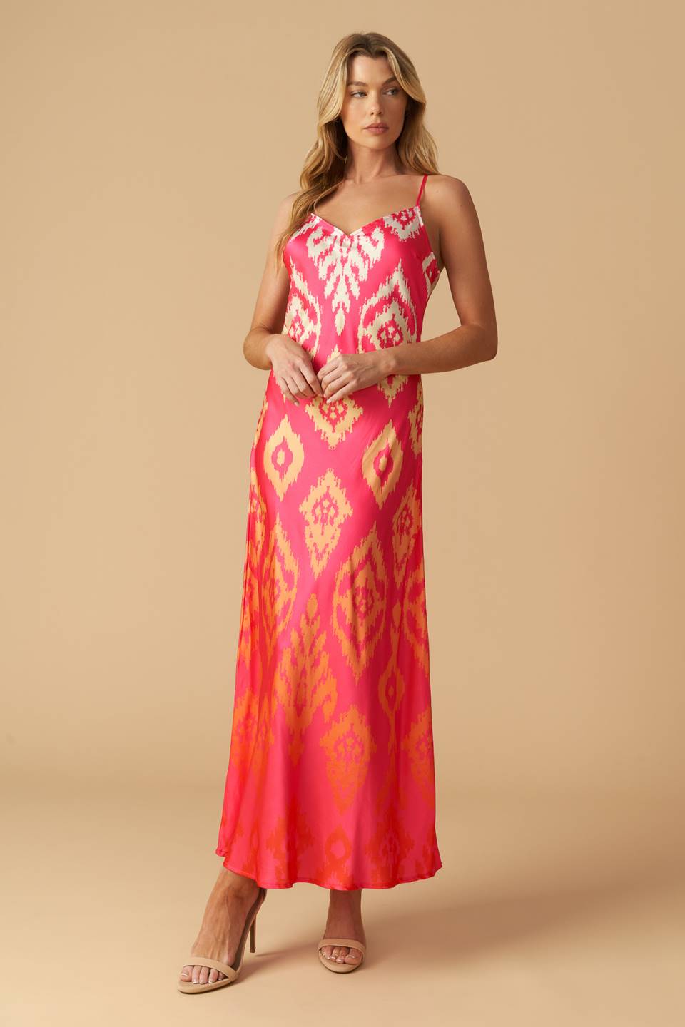 INDIE PINK IKAT SLIP DRESS-Vavasi