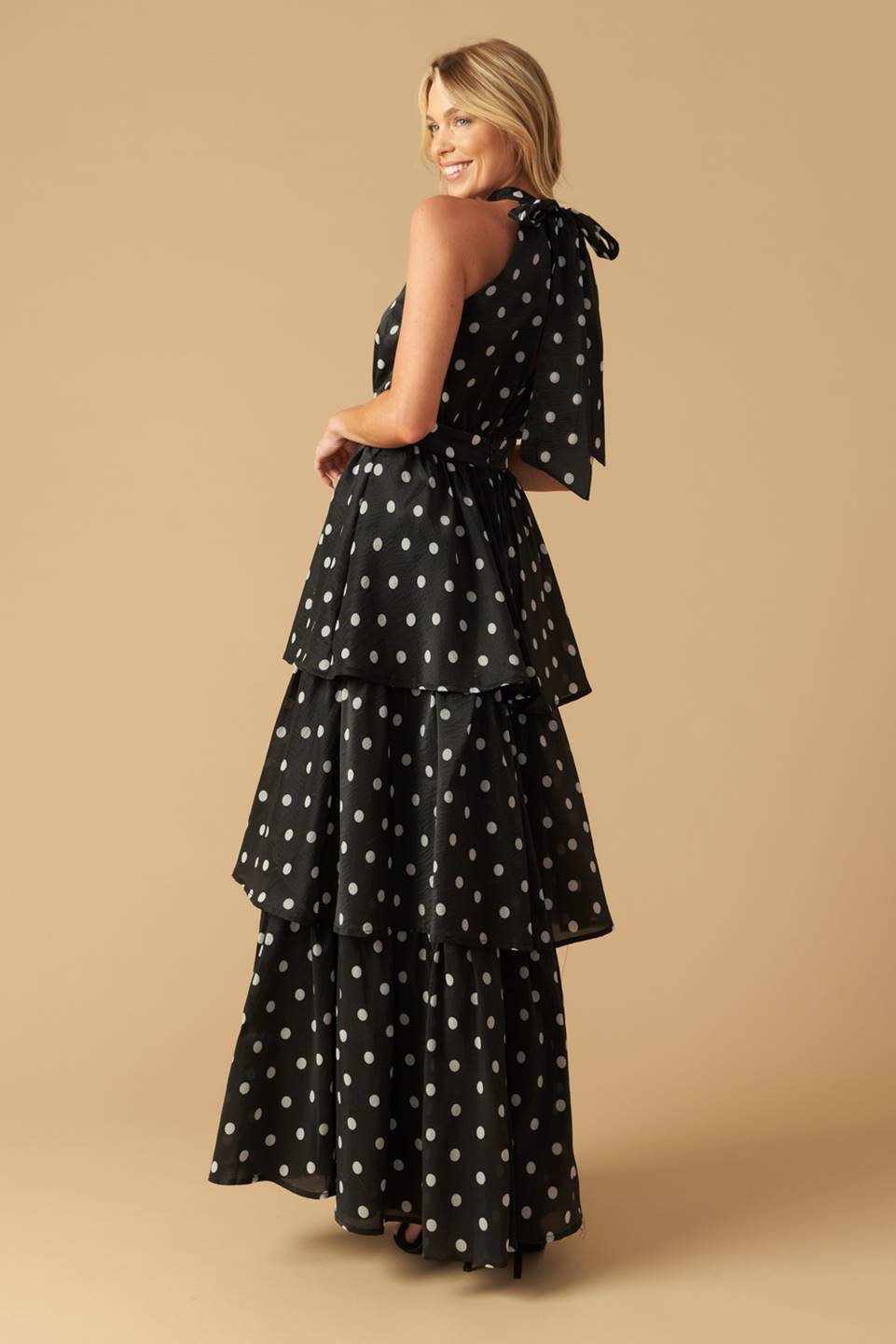 PRETTY IN POLKA DOTS - HALTER MAXI DRESS-Vavasi