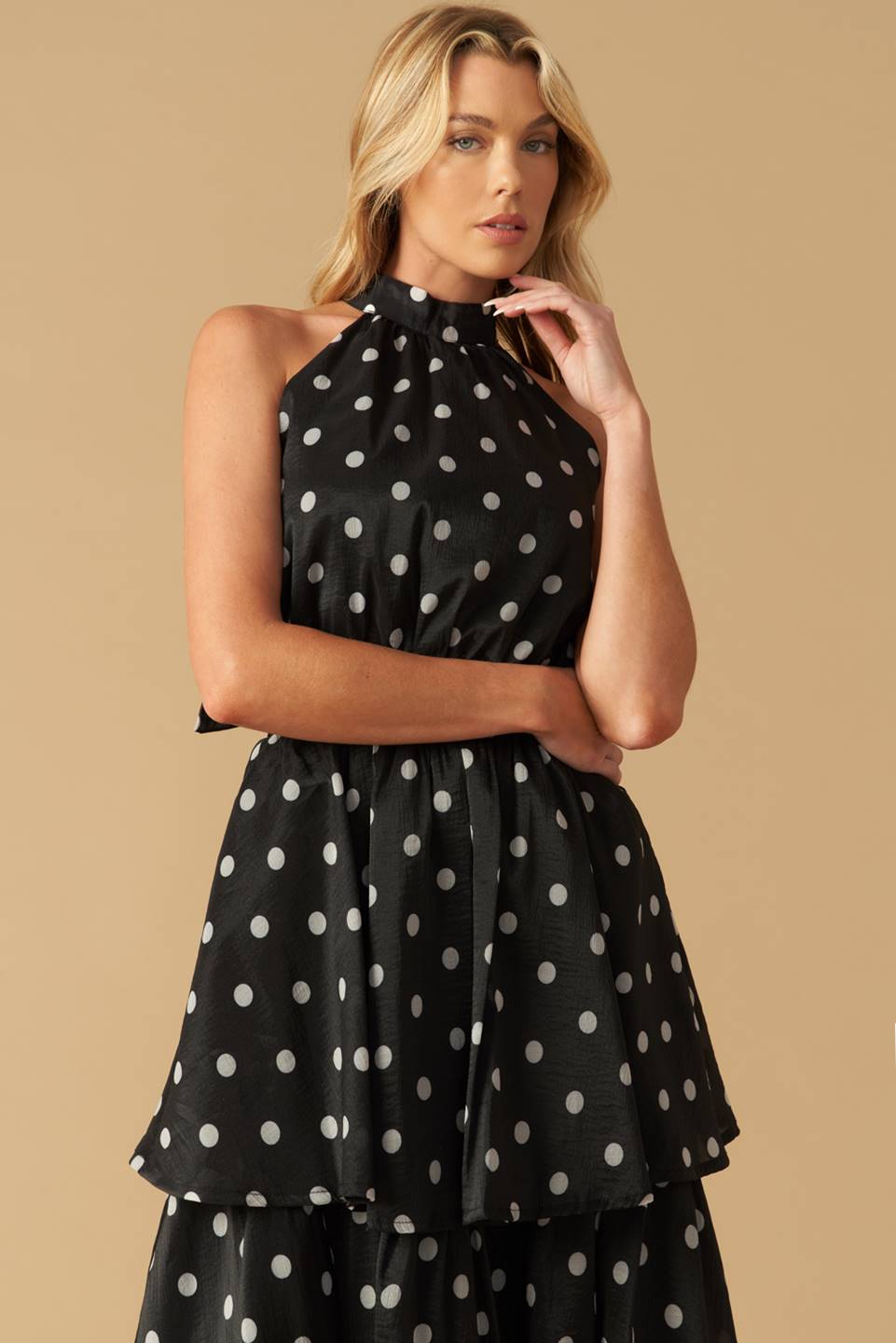 PRETTY IN POLKA DOTS - HALTER MAXI DRESS-Vavasi