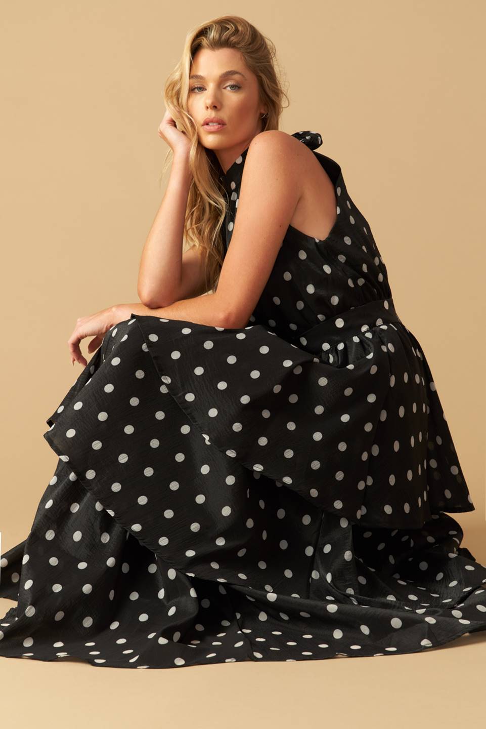 PRETTY IN POLKA DOTS - HALTER MAXI DRESS-Vavasi