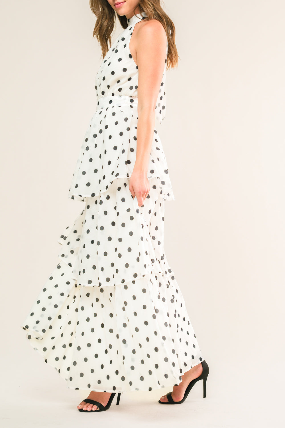 PRETTY IN POLKA DOTS - HALTER MAXI DRESS-Vavasi