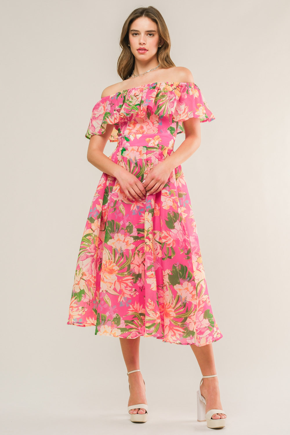 HAPPIEST HERE PINK MIDI DRESS-Vavasi