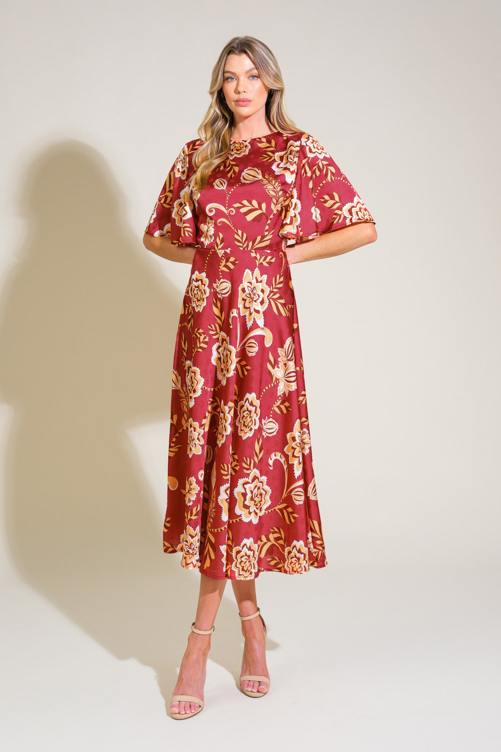 CABERNET ROSE - BURGUNDY MIDI DRESS-Vavasi