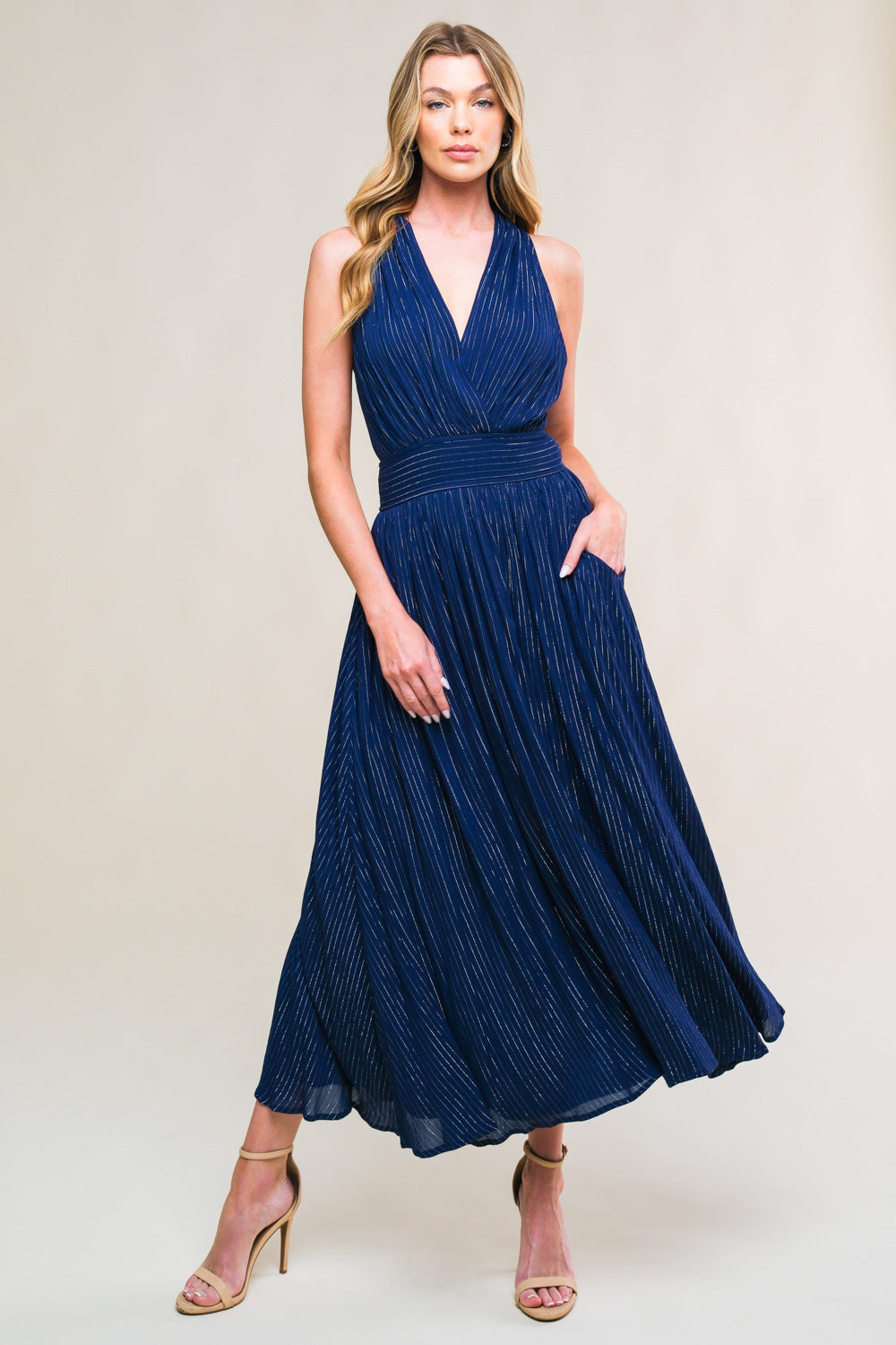 ENCHANTED GARDEN - NAVY - MIDI DRESS-Vavasi