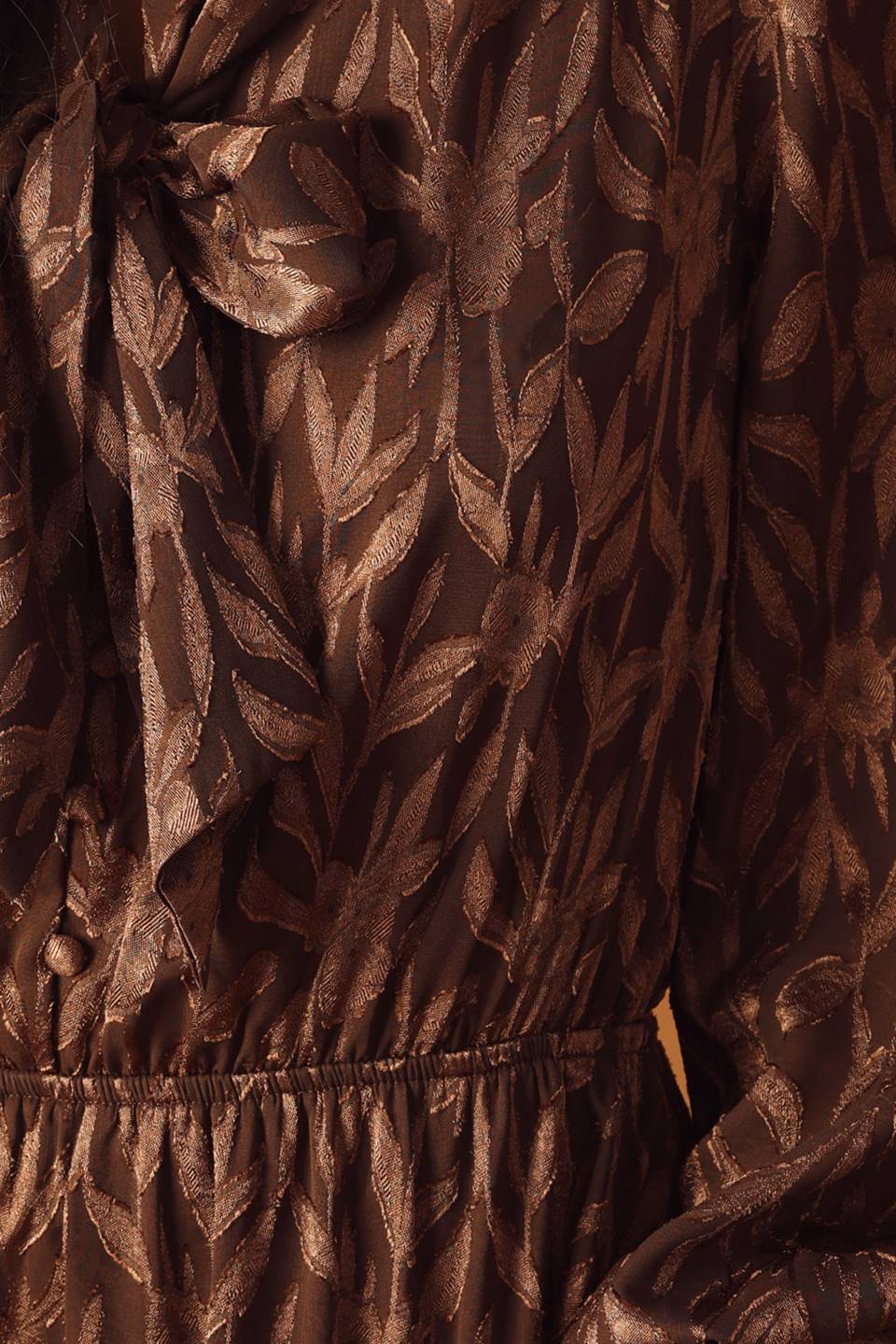 FALLING LEAVES - BROWN - LONG SLEEVE MINI DRESS-Vavasi