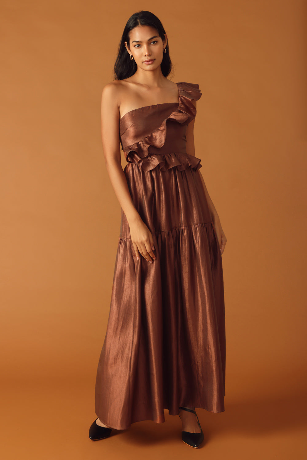 Size Medium, FIND THE ANSWER WOVEN MAXI DRESS - COGNAC - FINAL SALE-Vavasi