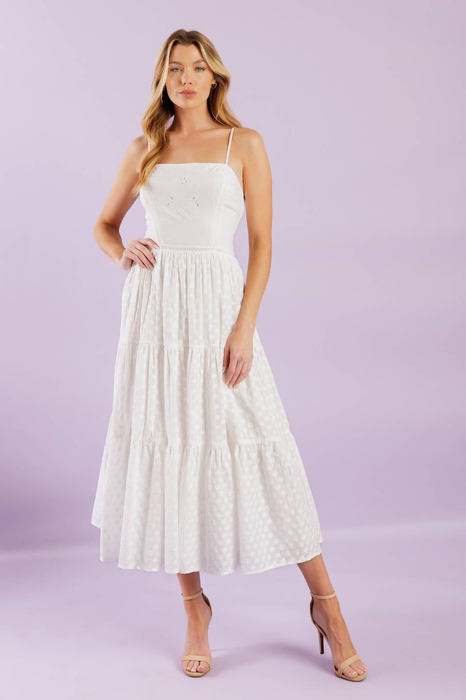 ENCHANTING MOMENTS WOVEN MIDI DRESS-Vavasi