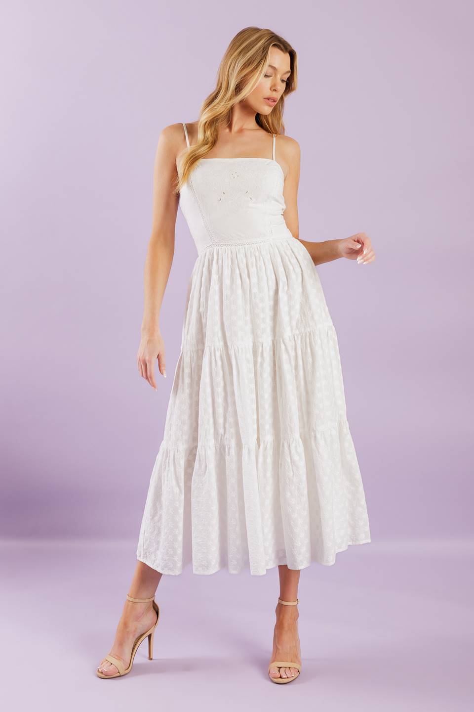 ENCHANTING MOMENTS WOVEN MIDI DRESS-Vavasi