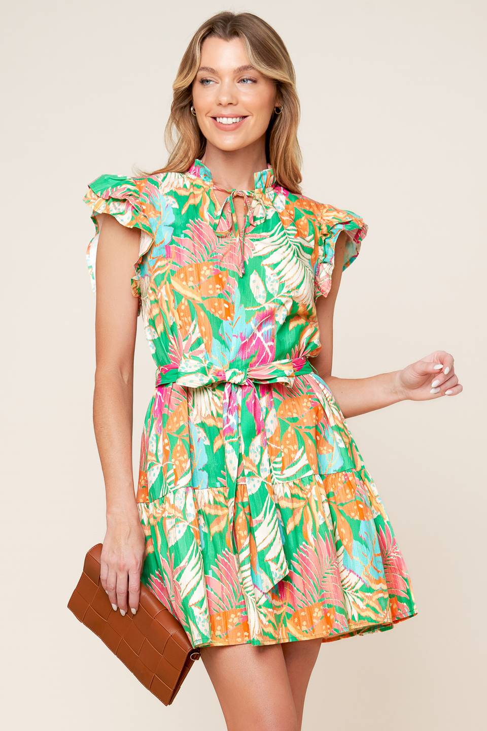 PORT OF CALL MINI DRESS - GREEN MULTI-Vavasi