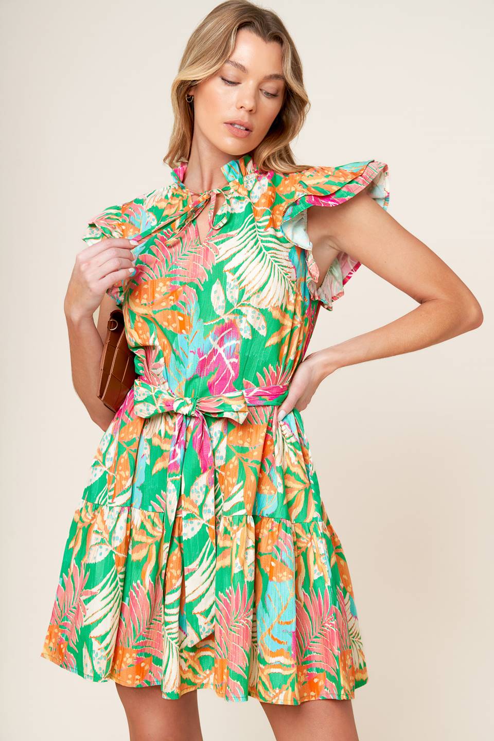 PORT OF CALL MINI DRESS - GREEN MULTI-Vavasi