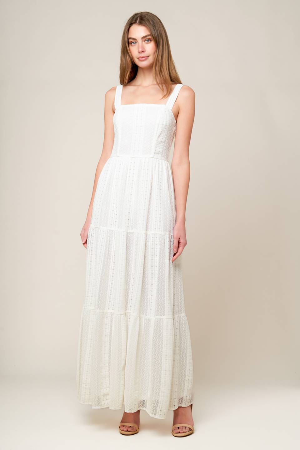 AFTER THE RAIN - WHITE LACE MAXI DRESS-Vavasi