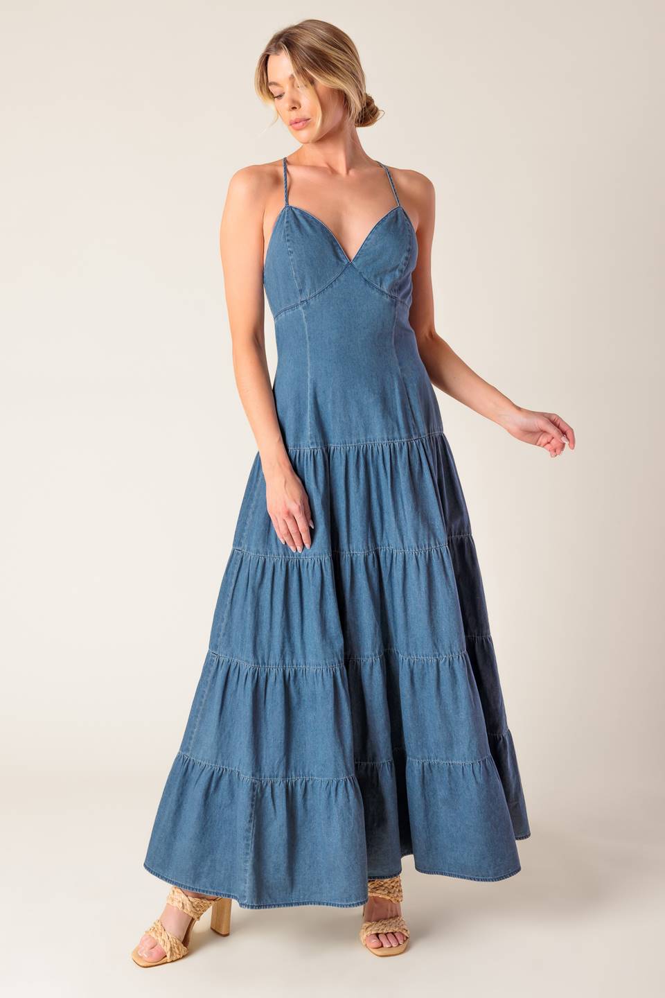 SUNDAY BEST - CHAMBRAY MIDI DRESS-Vavasi