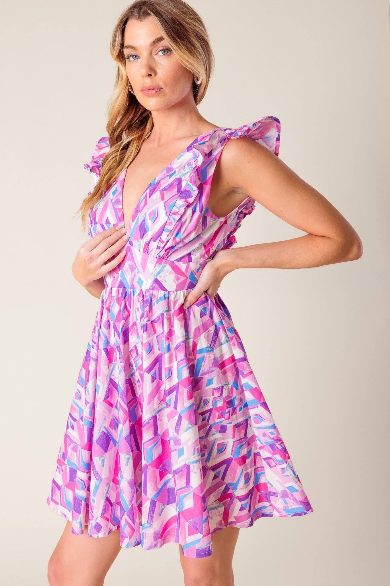 BETTER WITH YOU - PINK & BLUE MINI DRESS-Vavasi