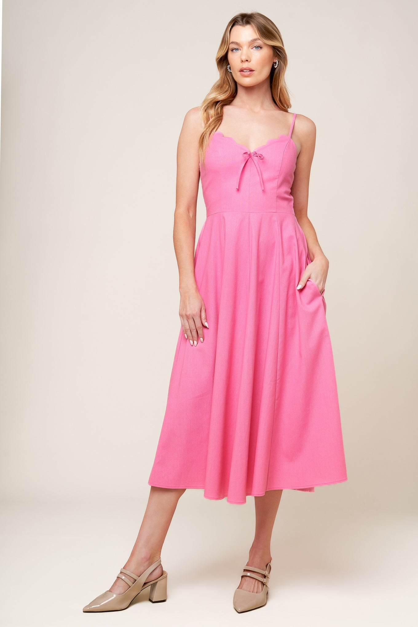 ROSEWATER PINK MIDI DRESS-Vavasi