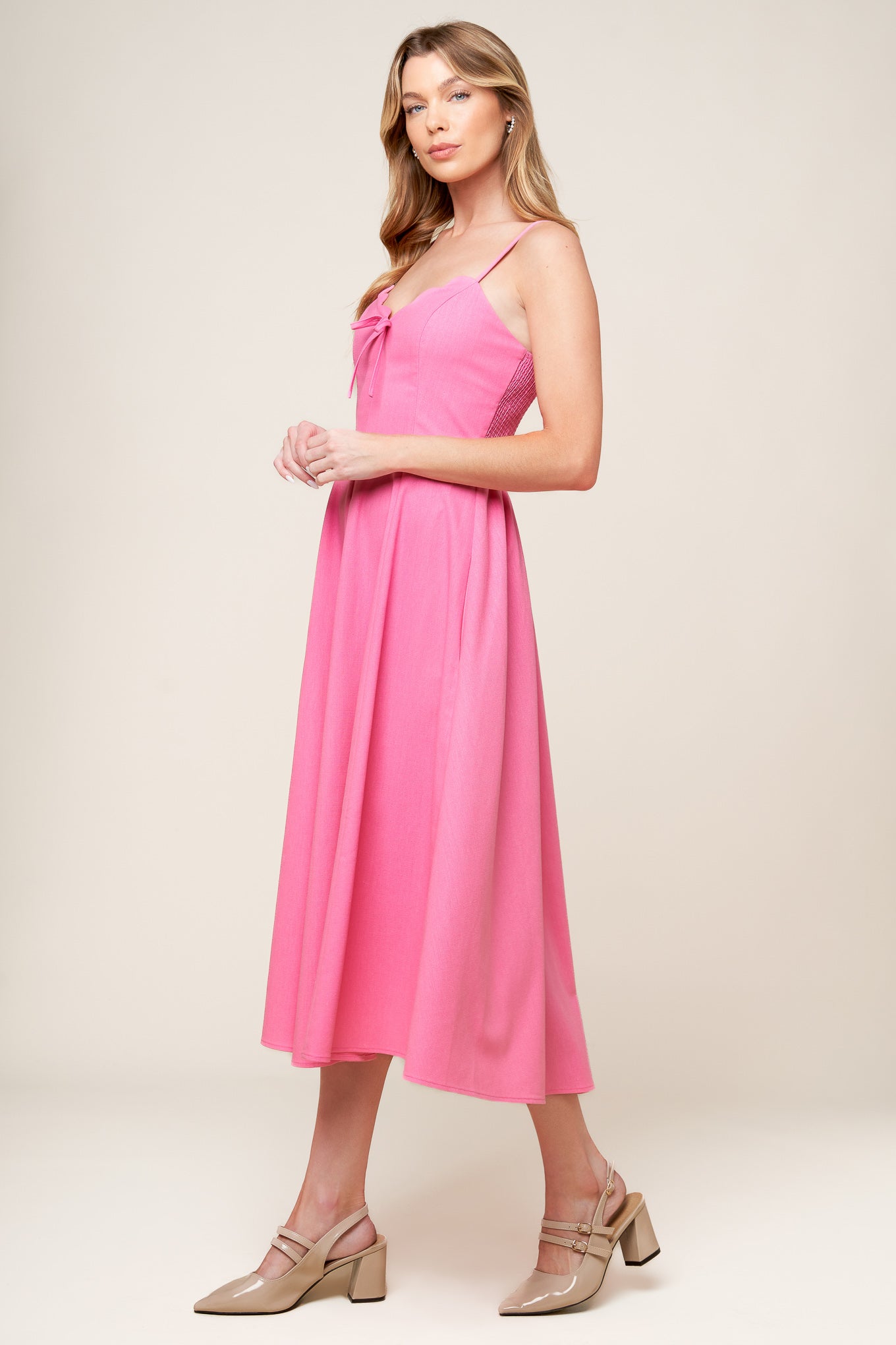 ROSEWATER PINK MIDI DRESS-Vavasi