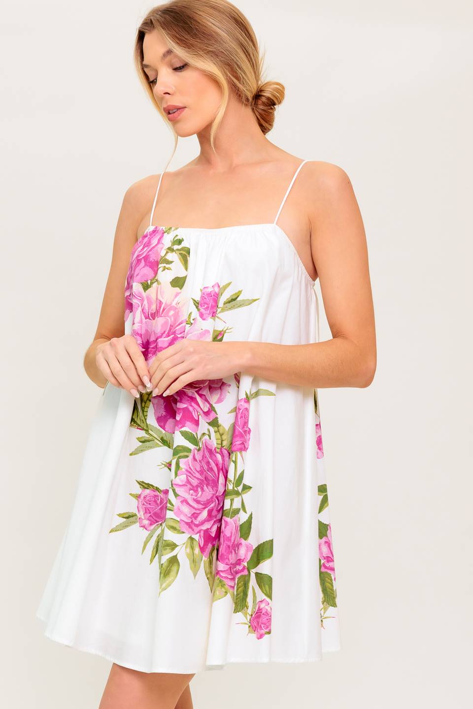 GARDEN WHISPERS - PINK FLORAL SWING DRESS-Vavasi