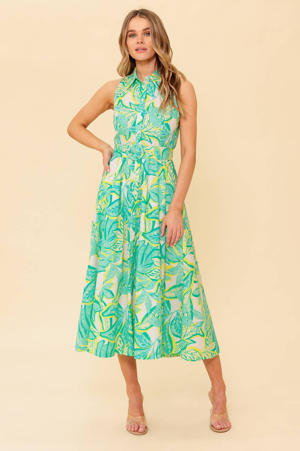 DAYS WITH YOU MIDI SHIRT DRESS - GREEN-Vavasi