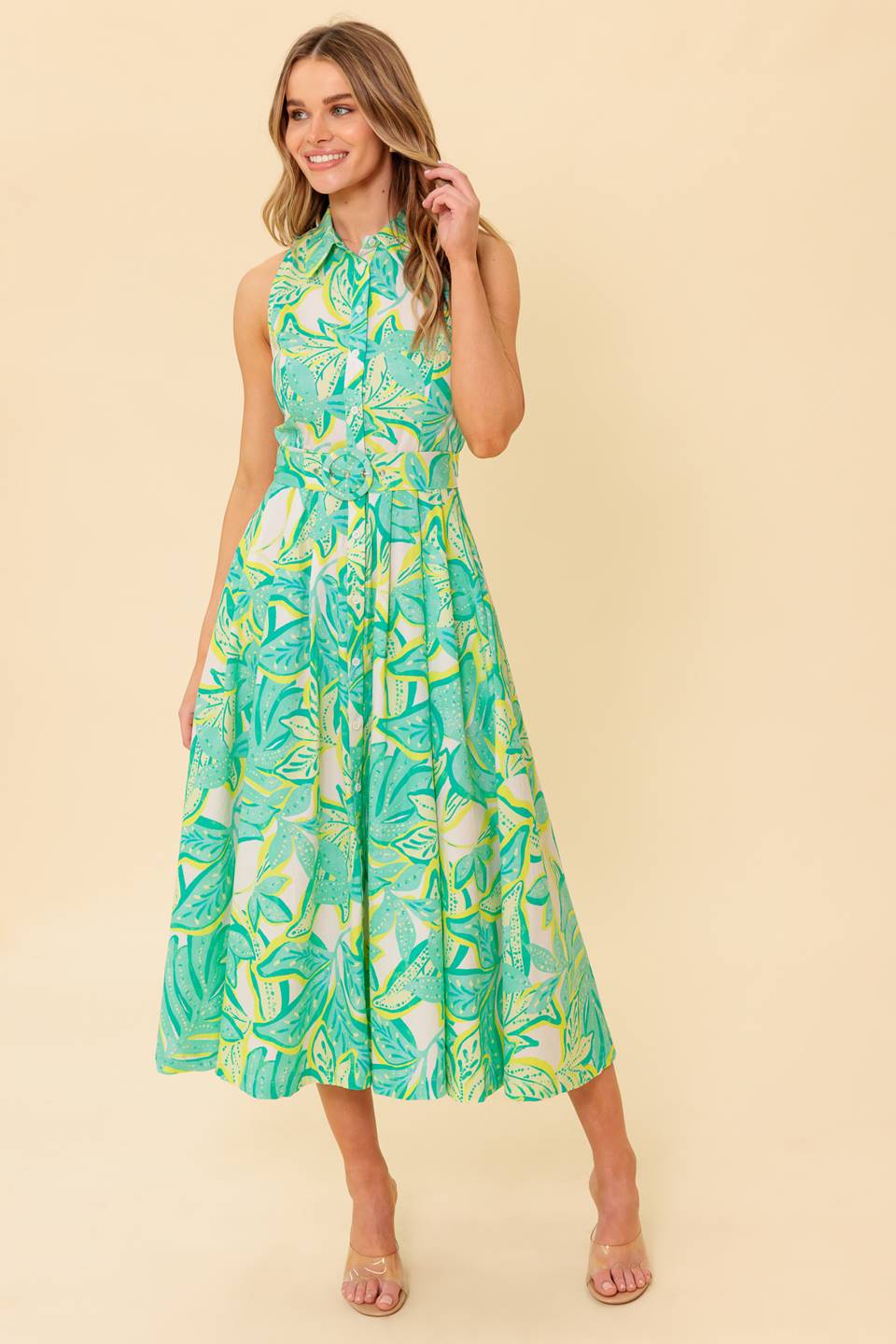 DAYS WITH YOU MIDI SHIRT DRESS - GREEN-Vavasi
