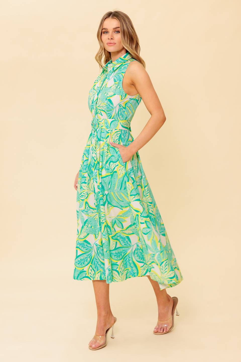 DAYS WITH YOU MIDI SHIRT DRESS - GREEN-Vavasi