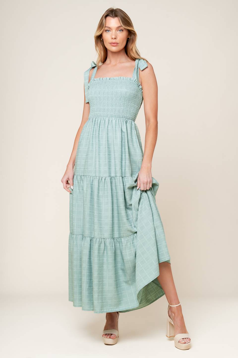 OCEAN BREEZES - DUSTY TEAL MAXI DRESS-Vavasi