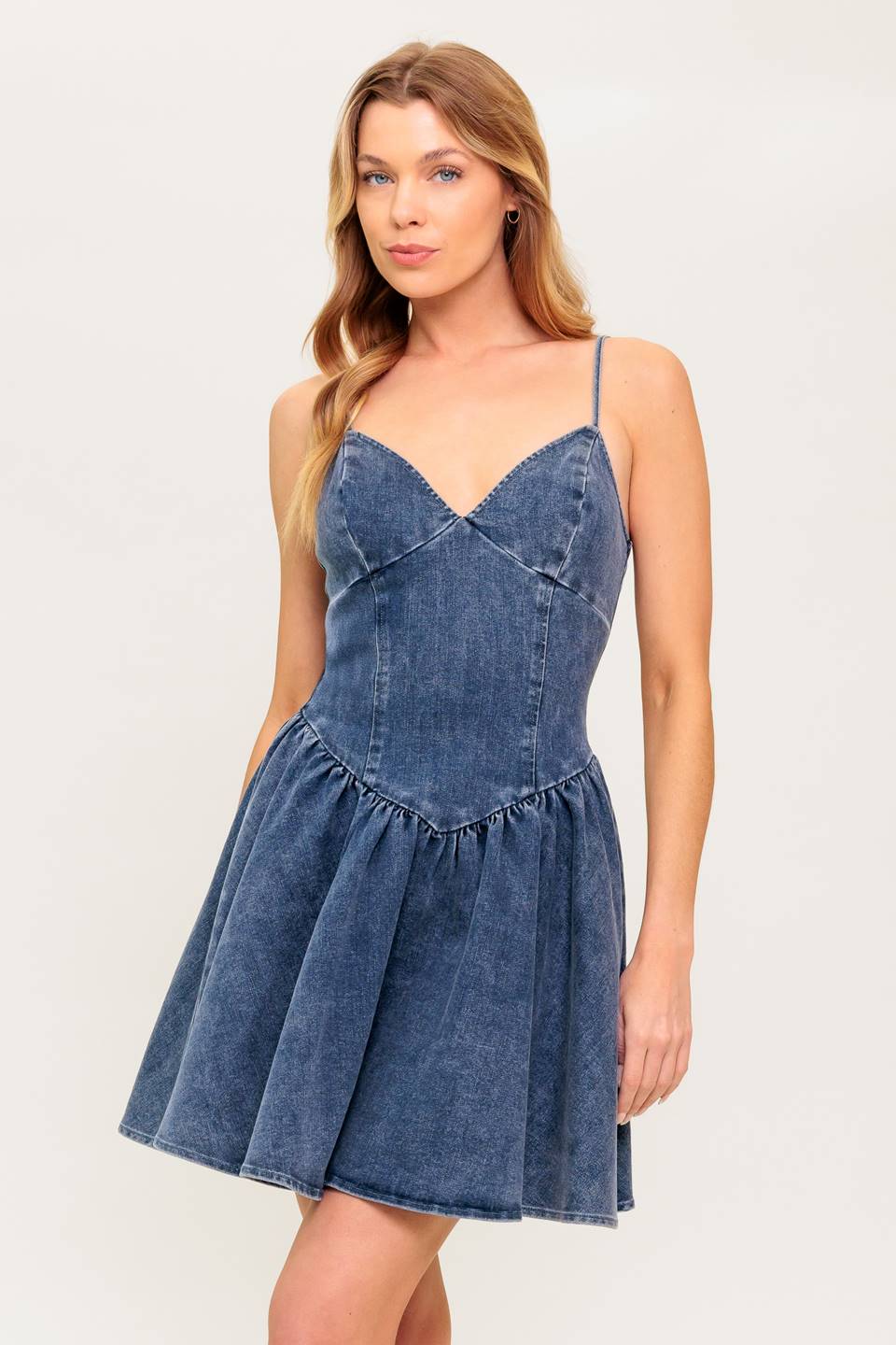 DINA DENIM MINI DRESS-Vavasi