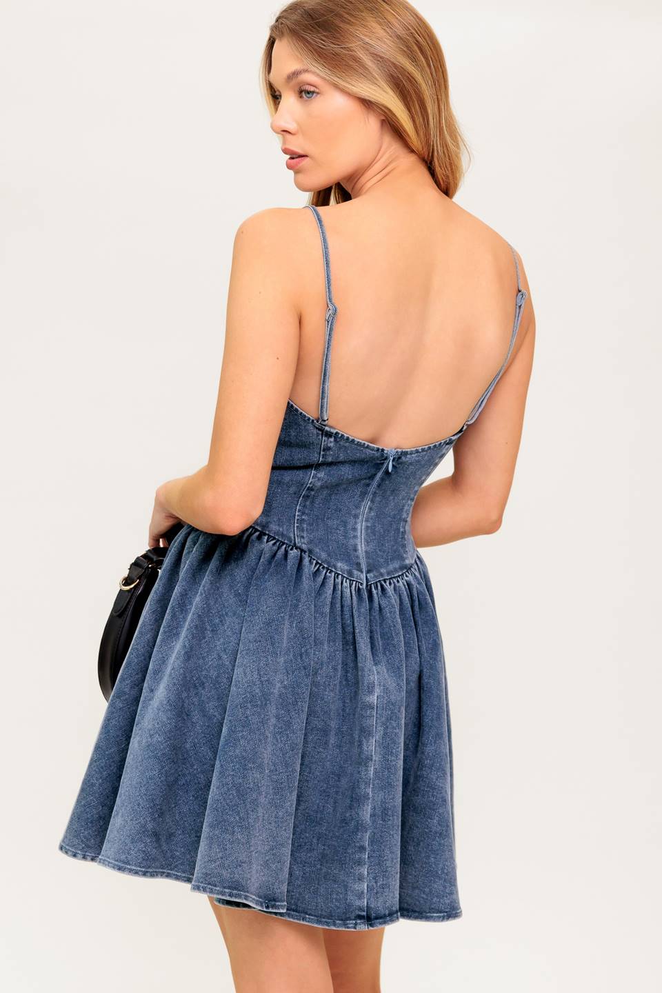 DINA DENIM MINI DRESS-Vavasi