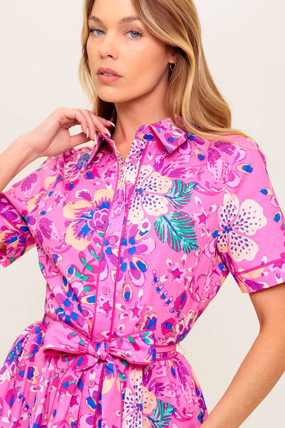 PETAL PRESS - PINK & PURPLE FLORAL MIDI DRESS-Vavasi