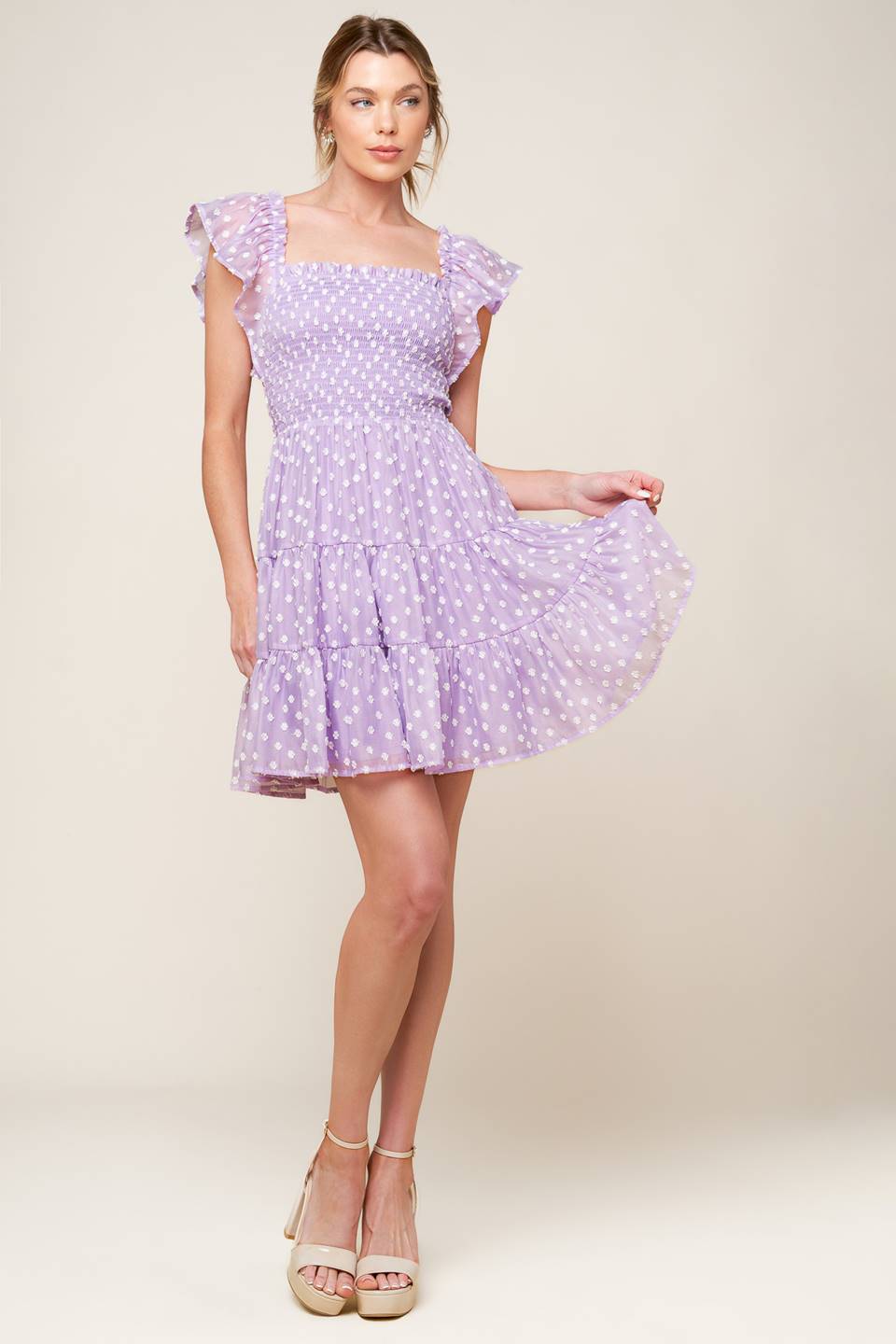 PLAYFULLY POSH LAVENDER MINI DRESS-Vavasi