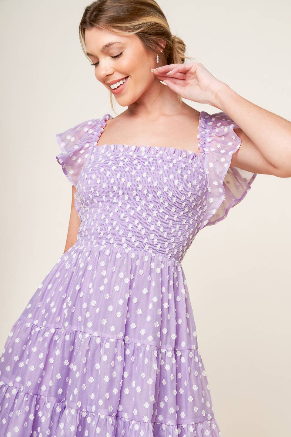 PLAYFULLY POSH LAVENDER MINI DRESS-Vavasi
