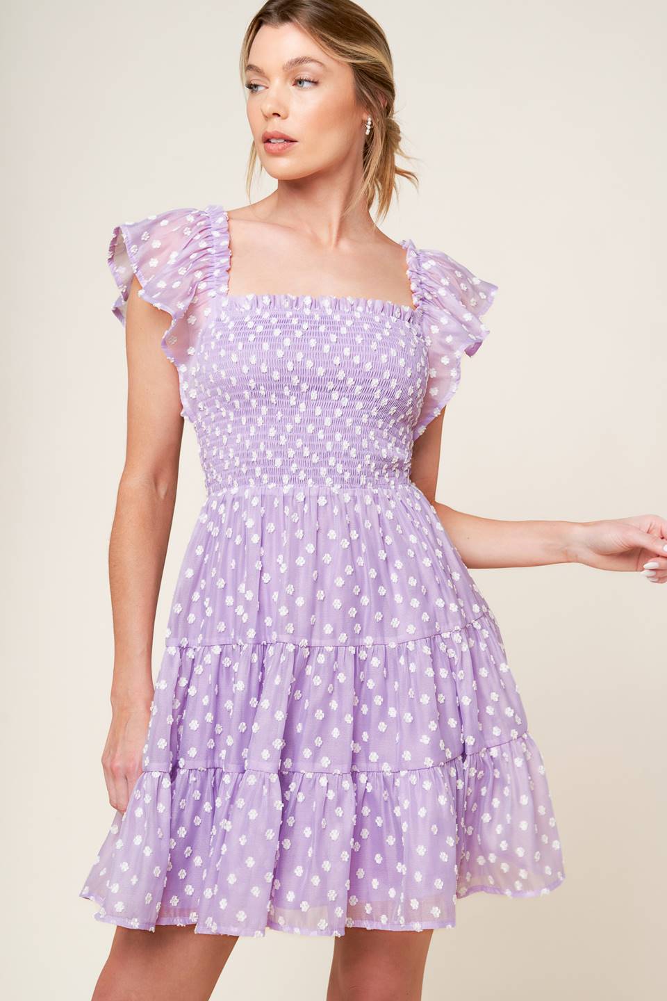 PLAYFULLY POSH LAVENDER MINI DRESS-Vavasi