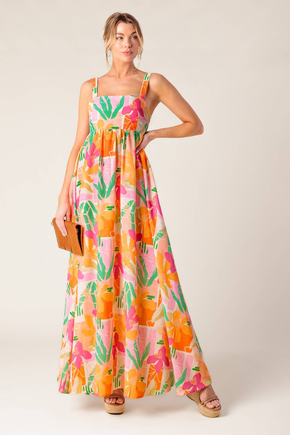 BON VOYAGE MAXI DRESS - PINK & ORANGE-Vavasi