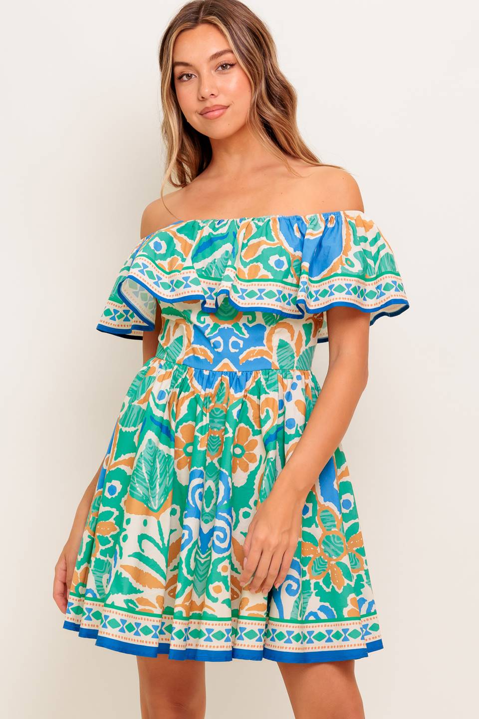 Size Small, CAMBRIA MINI DRESS – SAGE & BLUE - FINAL SALE-Vavasi