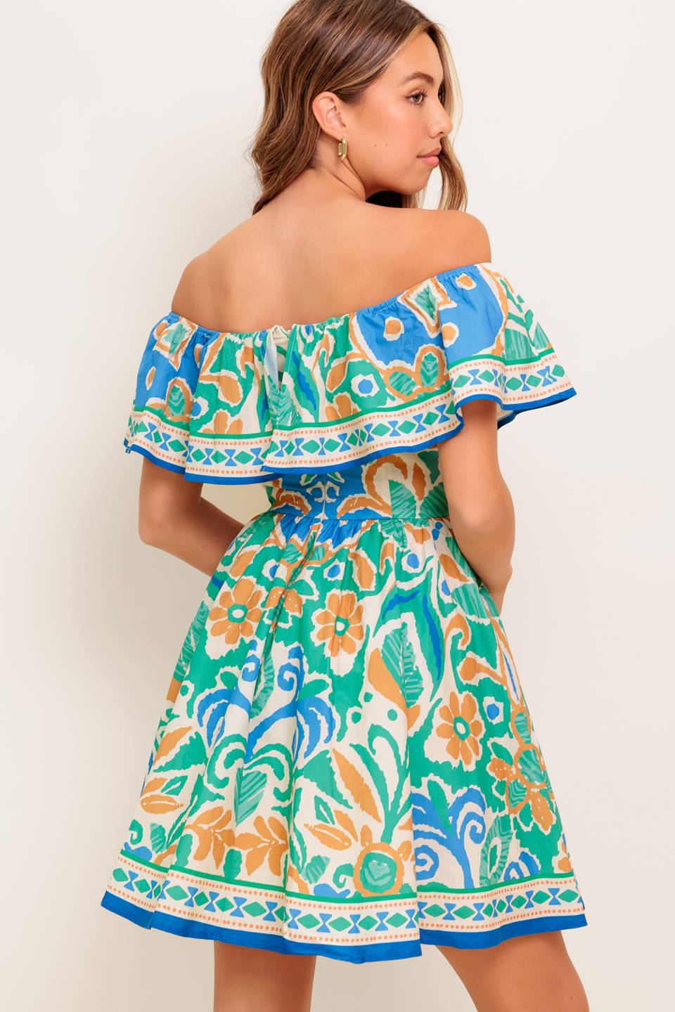 CAMBRIA MINI DRESS – SAGE & BLUE-Vavasi