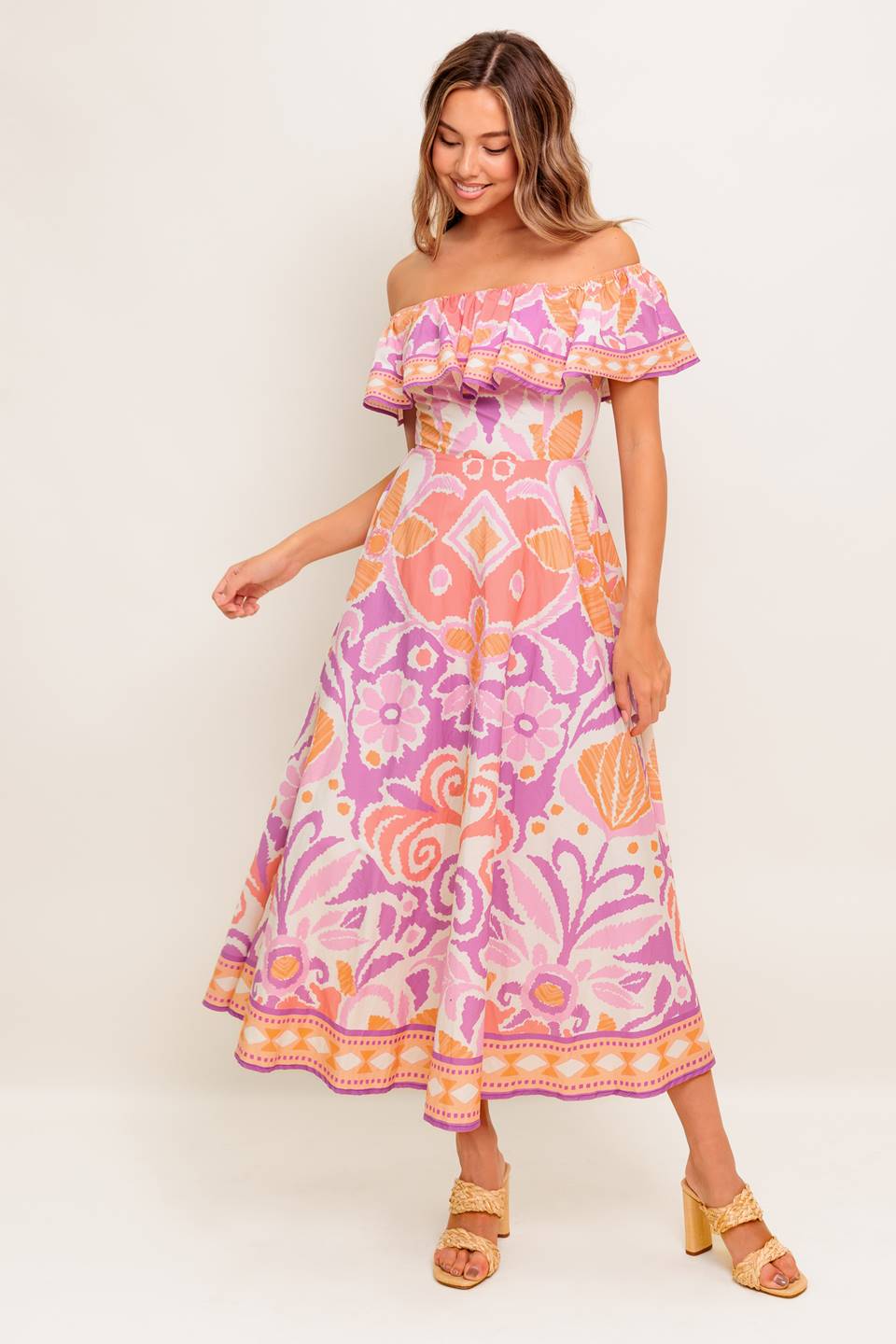LILAH LAVENDER MIDI DRESS-Vavasi