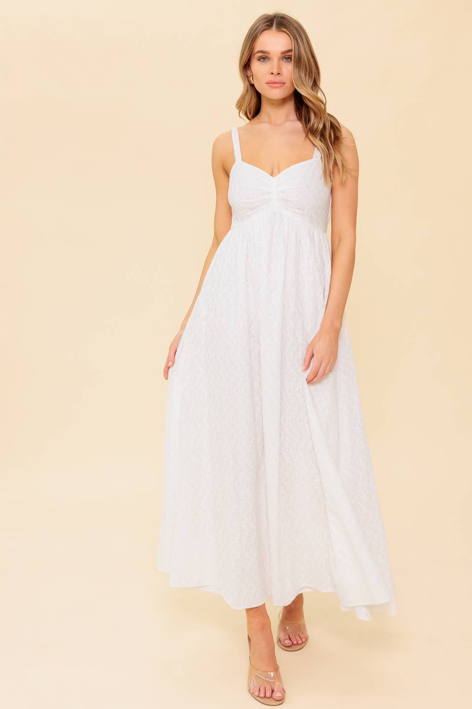 LOVE OF MINE - IVORY EYELET MIDI DRESS-Vavasi