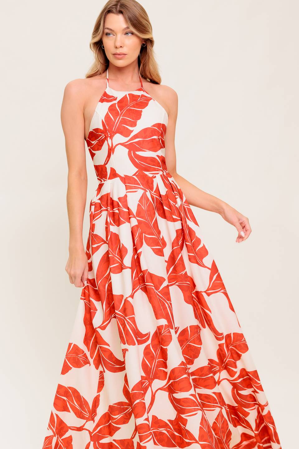 MARLEY MAXI DRESS - TROPICAL HALTER MAXI-Vavasi