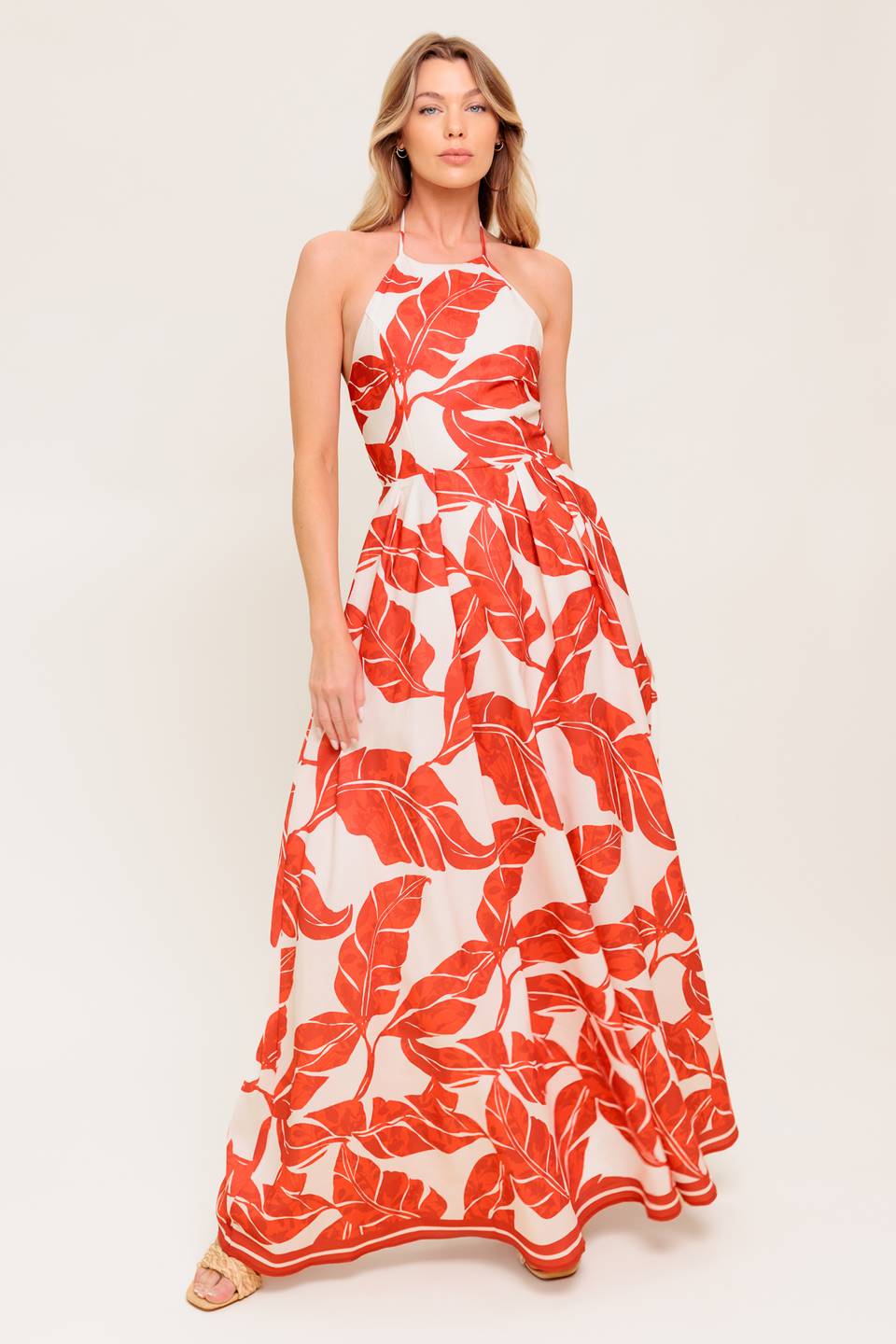 MARLEY MAXI DRESS - TROPICAL HALTER MAXI-Vavasi