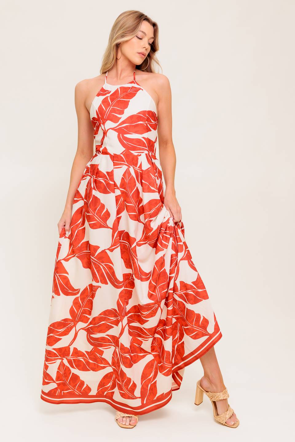 MARLEY MAXI DRESS - TROPICAL HALTER MAXI-Vavasi