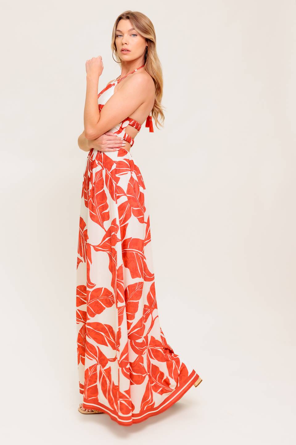 MARLEY MAXI DRESS - TROPICAL HALTER MAXI-Vavasi