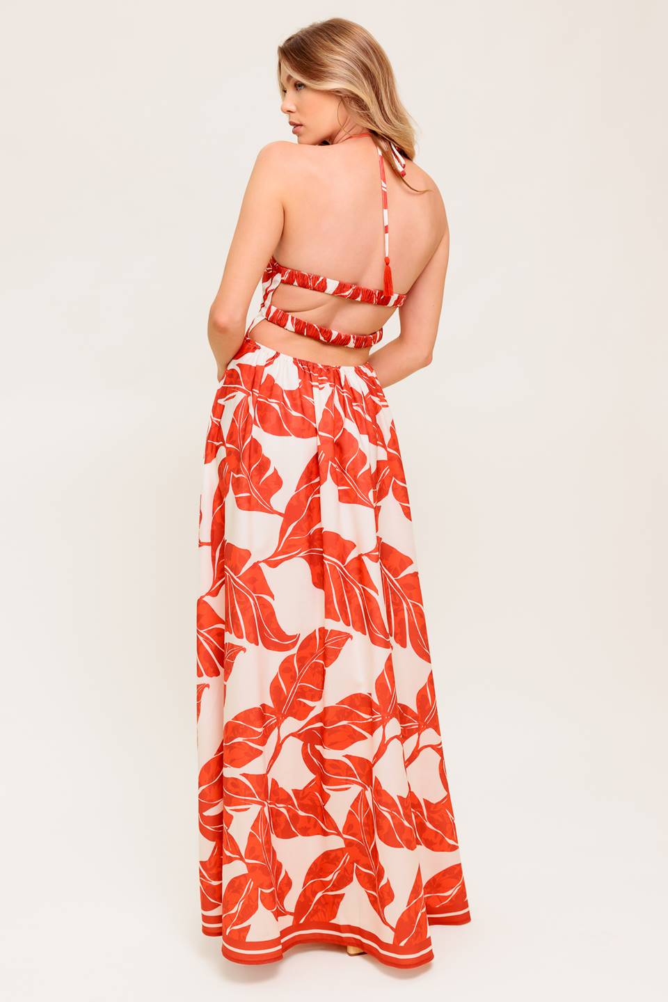 MARLEY MAXI DRESS - TROPICAL HALTER MAXI-Vavasi