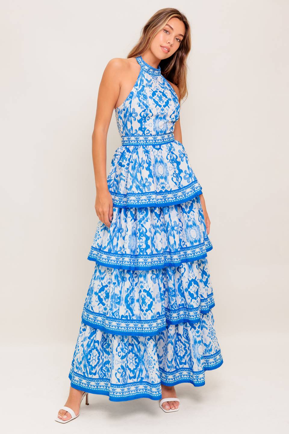 MALLORY TIERED MAXI DRESS - BLUE-Vavasi