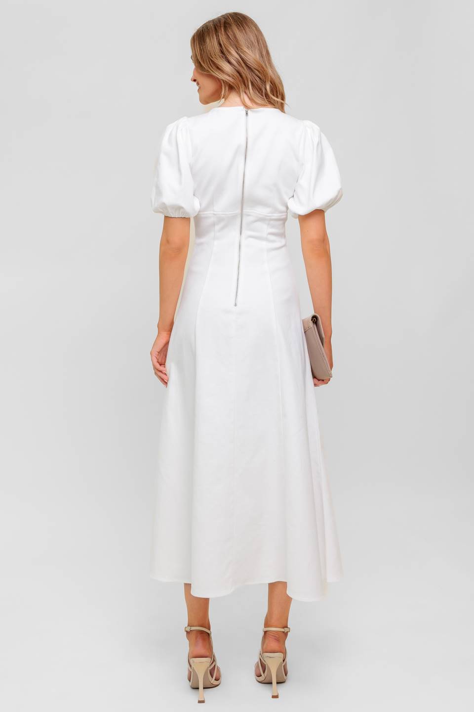 GLENDA MIDI DRESS - WHITE DENIM-Vavasi
