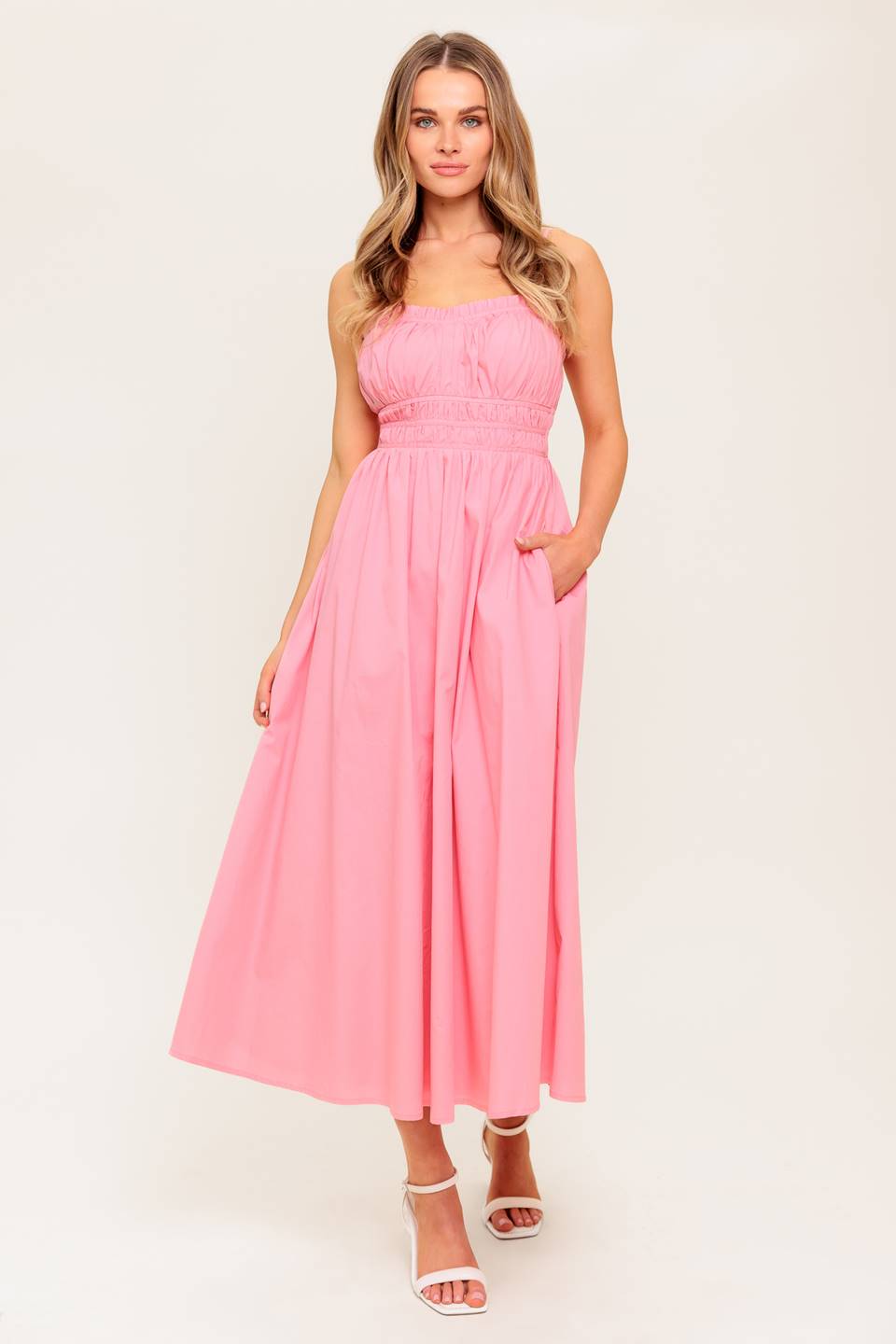 HEARTLAND SUNSET MIDI DRESS - PINK-Vavasi