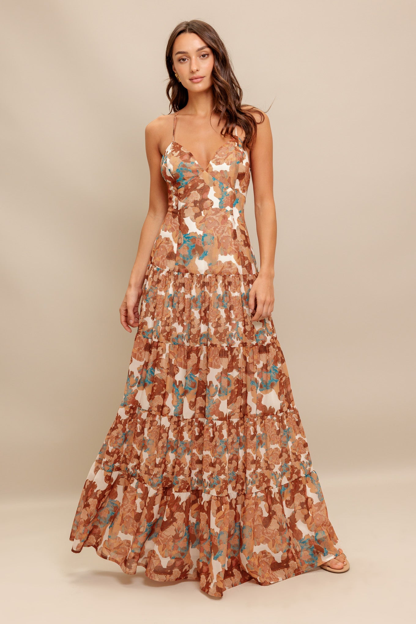 GRACEANN MAXI DRESS - BROWN-Vavasi